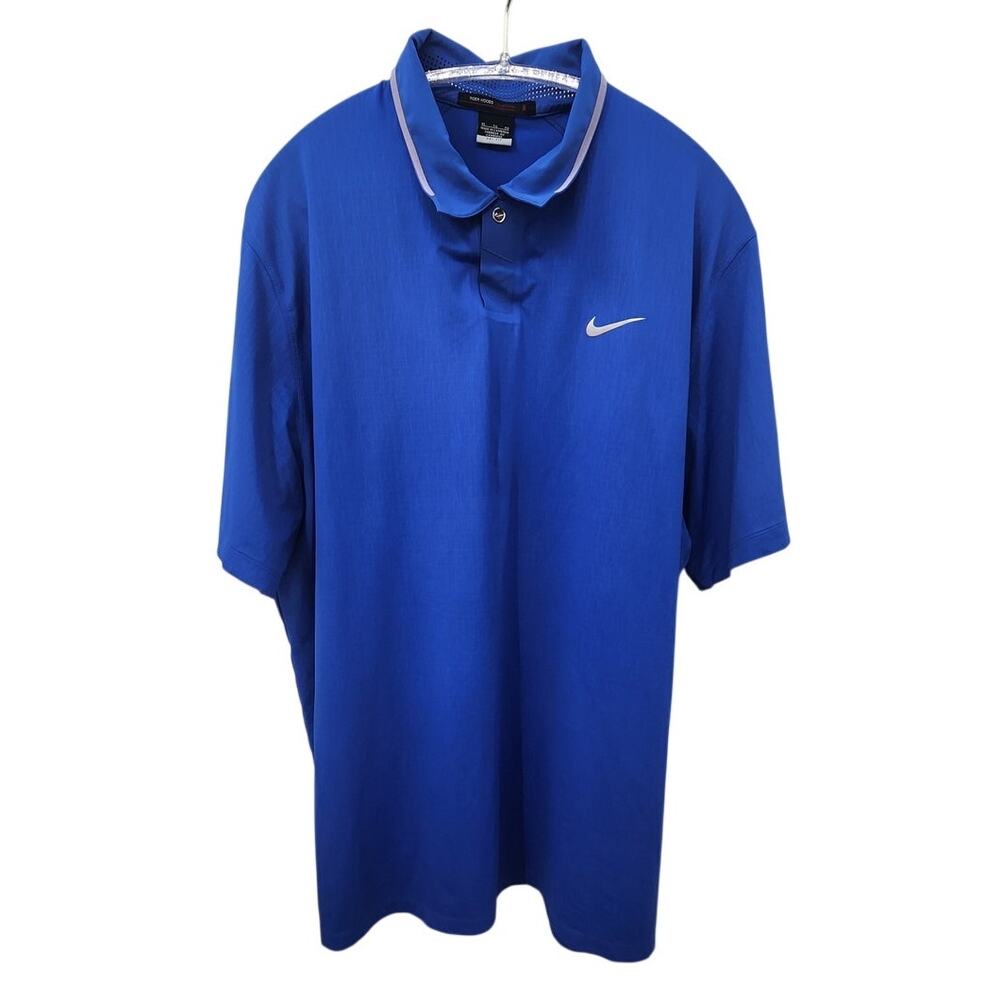 Men's Nike Tiger Woods Collection Blue Snap Button Polo Dri-Fit XL Golf